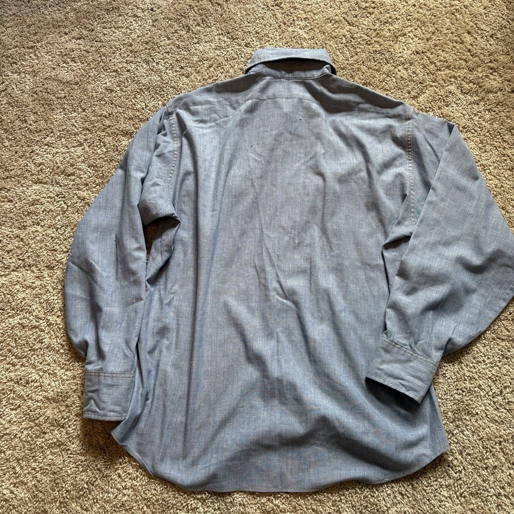 Vintage 70s Levis Orange Tab Chambray Shirt Mens Size Large USA Made Denim - Picture 8 of 10